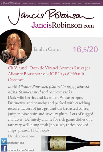 Jancis Robinson Arômes Sauvages 2014